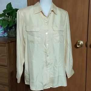 Beautiful yellow silk shirt.